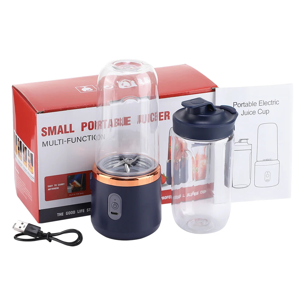 Electric Portable Blender Bottle with 6 Blades Multifunctional Fresh Juice Smoothie Maker Ice Crush Cup Food Processor